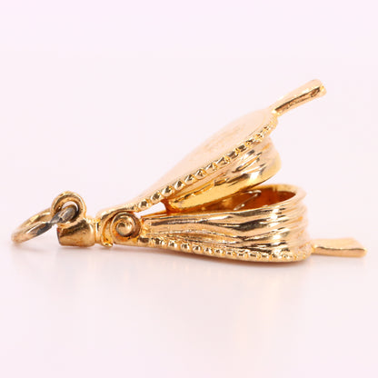 Vintage 9ct Hallmarked Gold Bellows Charm Pendant Moving Fireplace Tool Charm