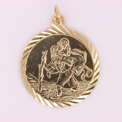Vintage 9ct Gold Hallmarked Saint Christopher Pendant Travellers Charm