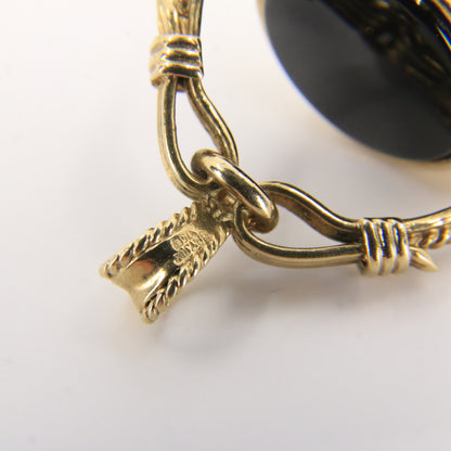 Vintage 9ct Hallmarked Gold Spinner Pendant Onyx Carnelian Fob Charm