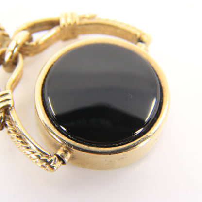 Vintage 9ct Hallmarked Gold Spinner Pendant Onyx Carnelian Fob Charm