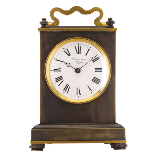 Antique Arnold & Dent London Carriage Clock Fusee Movement Bronze Case Circa 1850