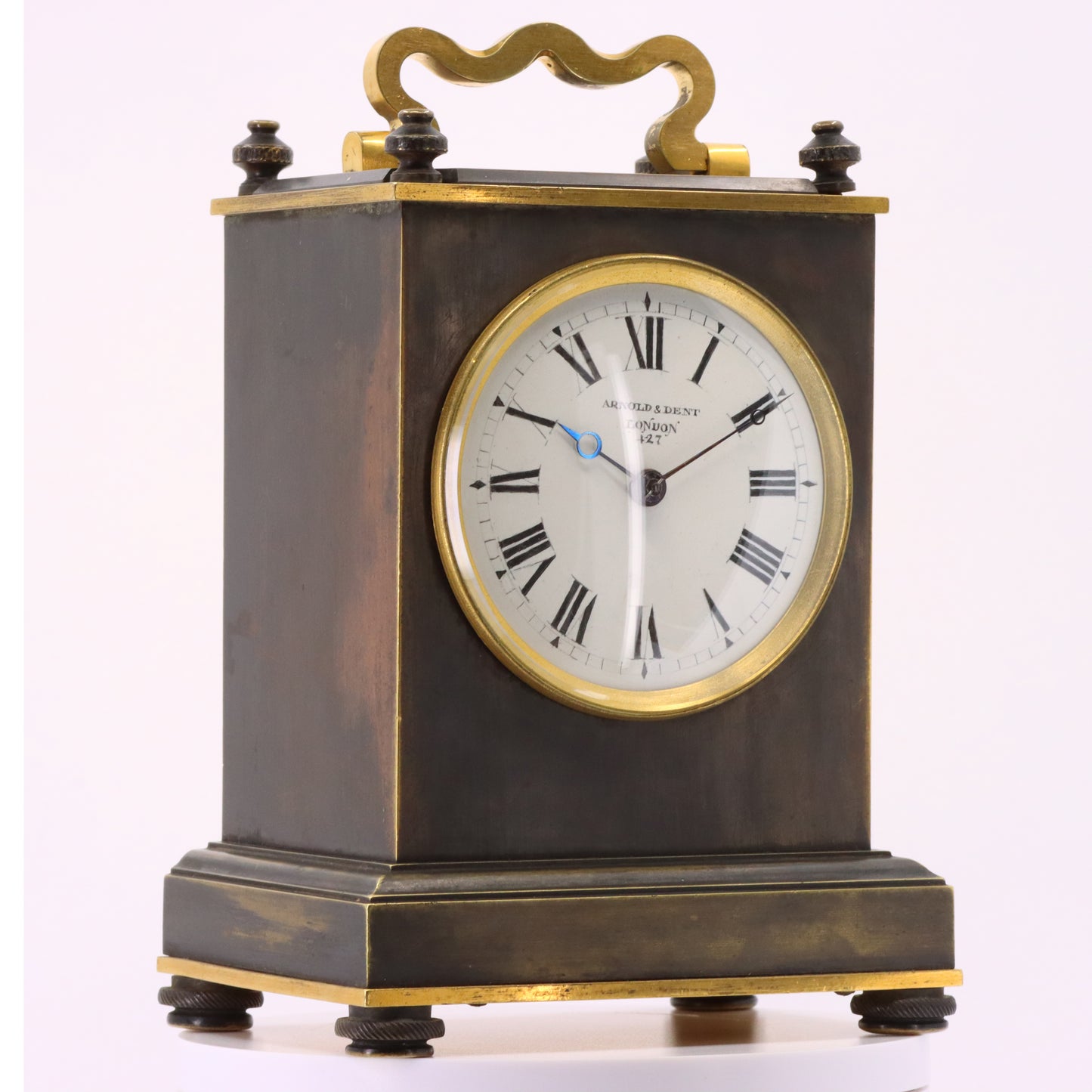 Antique Arnold & Dent London Carriage Clock Fusee Movement Bronze Case Circa 1850