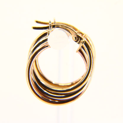 Vintage 9ct Tri Colour Gold Creole Hoop Earrings 9 Carat Hallmarked Yellow Gold Boxed Gift