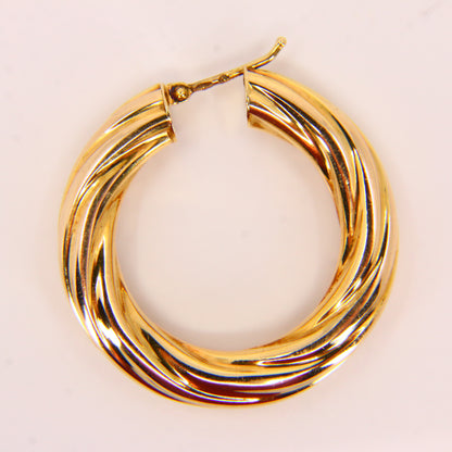 Vintage 9ct Twist Creole Hoop Earrings 9 Carat Hallmarked Yellow Gold Boxed Gift