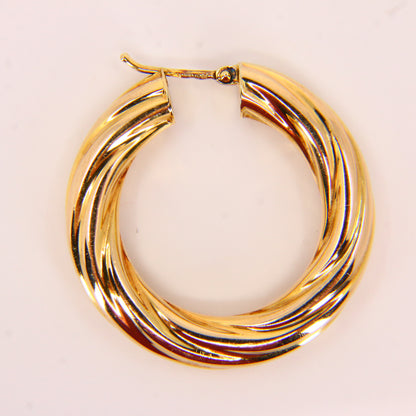 Vintage 9ct Twist Creole Hoop Earrings 9 Carat Hallmarked Yellow Gold Boxed Gift