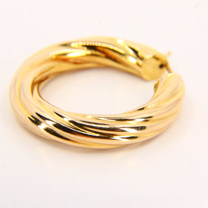 Vintage 9ct Twist Creole Hoop Earrings 9 Carat Hallmarked Yellow Gold Boxed Gift