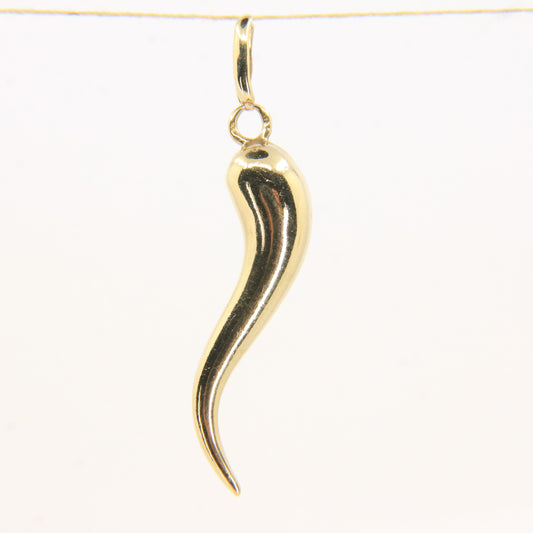 Vintage 9ct Gold Horn of Plenty Charm Pendant Lucky Italian Cornicello Gift
