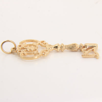 Vintage 9ct Hallmarked Gold Key Charm Pendant 21st Birthday Gift Twenty One