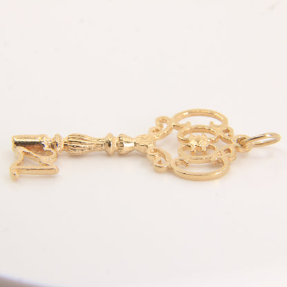 Vintage 9ct Hallmarked Gold Key Charm Pendant 21st Birthday Gift Twenty One