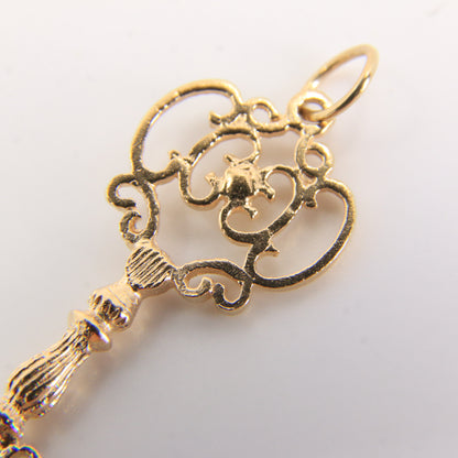 Vintage 9ct Hallmarked Gold Key Charm Pendant 21st Birthday Gift Twenty One