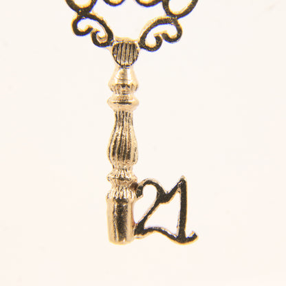 Vintage 9ct Hallmarked Gold Key Charm Pendant 21st Birthday Gift Twenty One