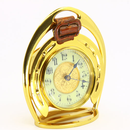 Antique Horseshoe & Leather Clock