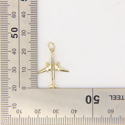 Vintage 9ct Yellow Gold Airplane Charm Pendant Travel Themed Gift Aviation
