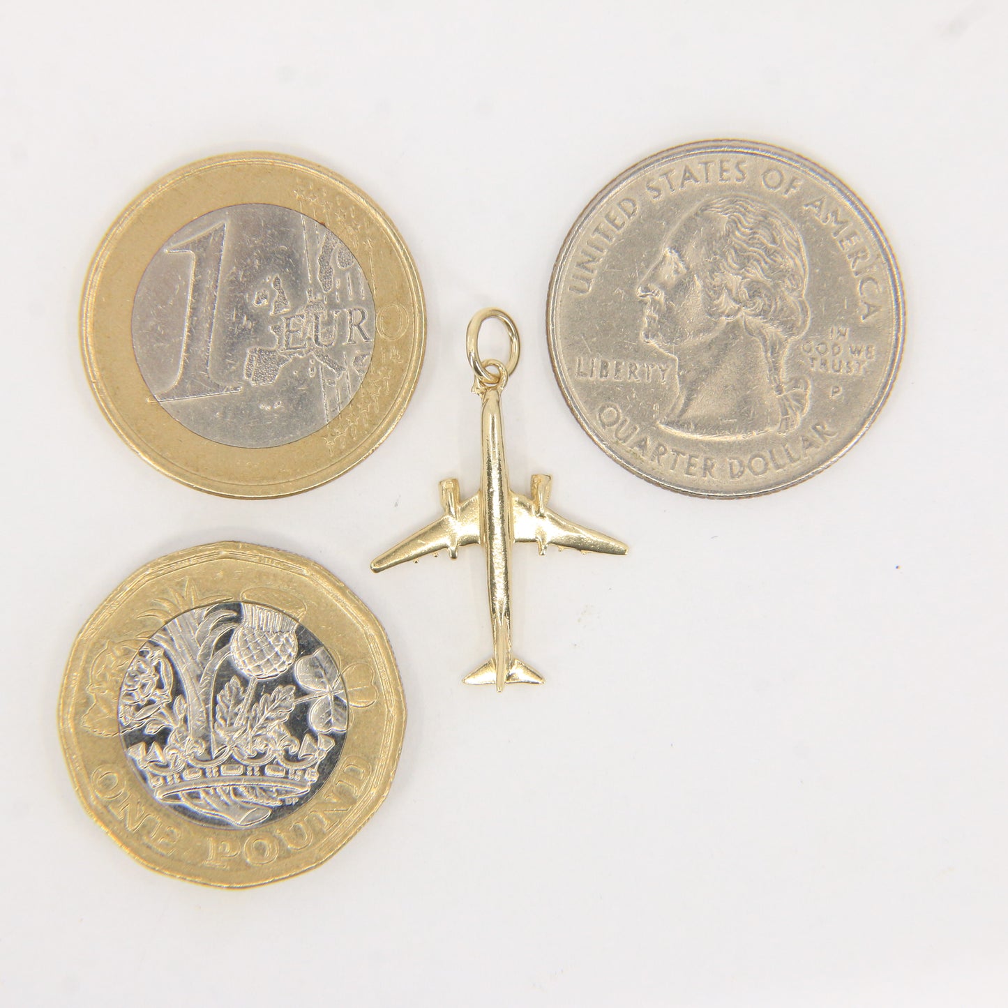 Vintage 9ct Yellow Gold Airplane Charm Pendant Travel Themed Gift Aviation