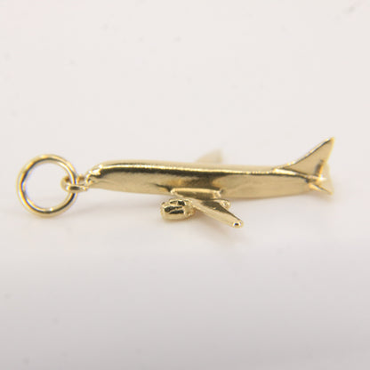 Vintage 9ct Yellow Gold Airplane Charm Pendant Travel Themed Gift Aviation