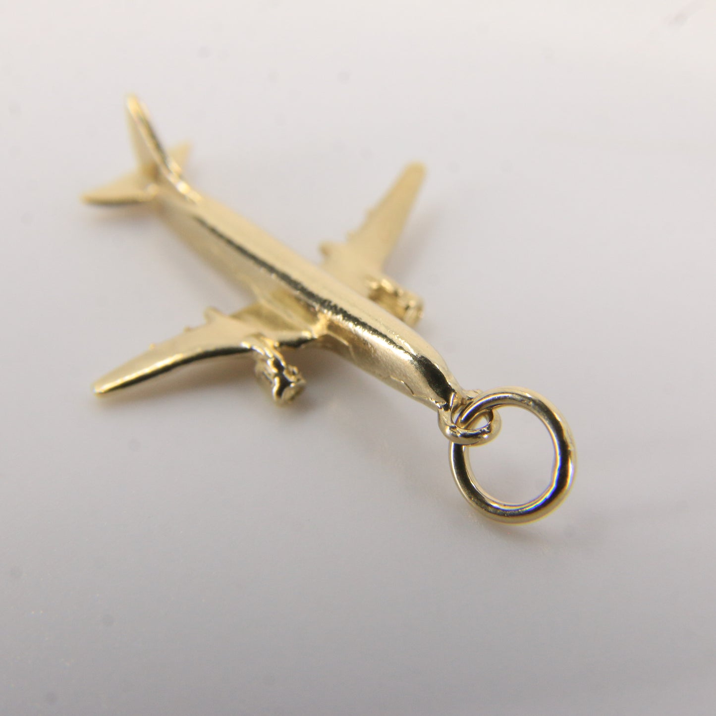 Vintage 9ct Yellow Gold Airplane Charm Pendant Travel Themed Gift Aviation