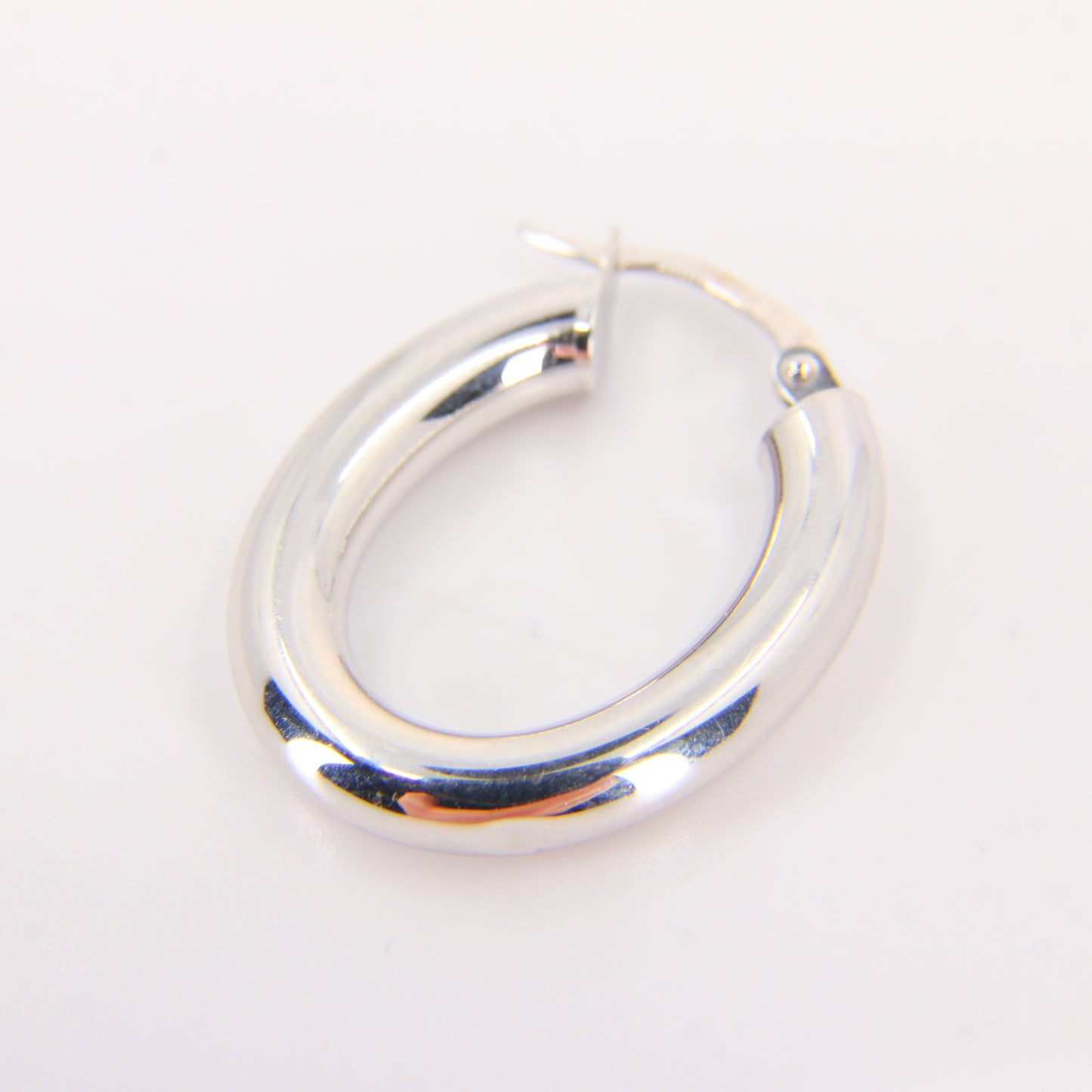 Vintage18 Carat White Gold C Hoop Earrings Set Pair Boxed Hallmarked