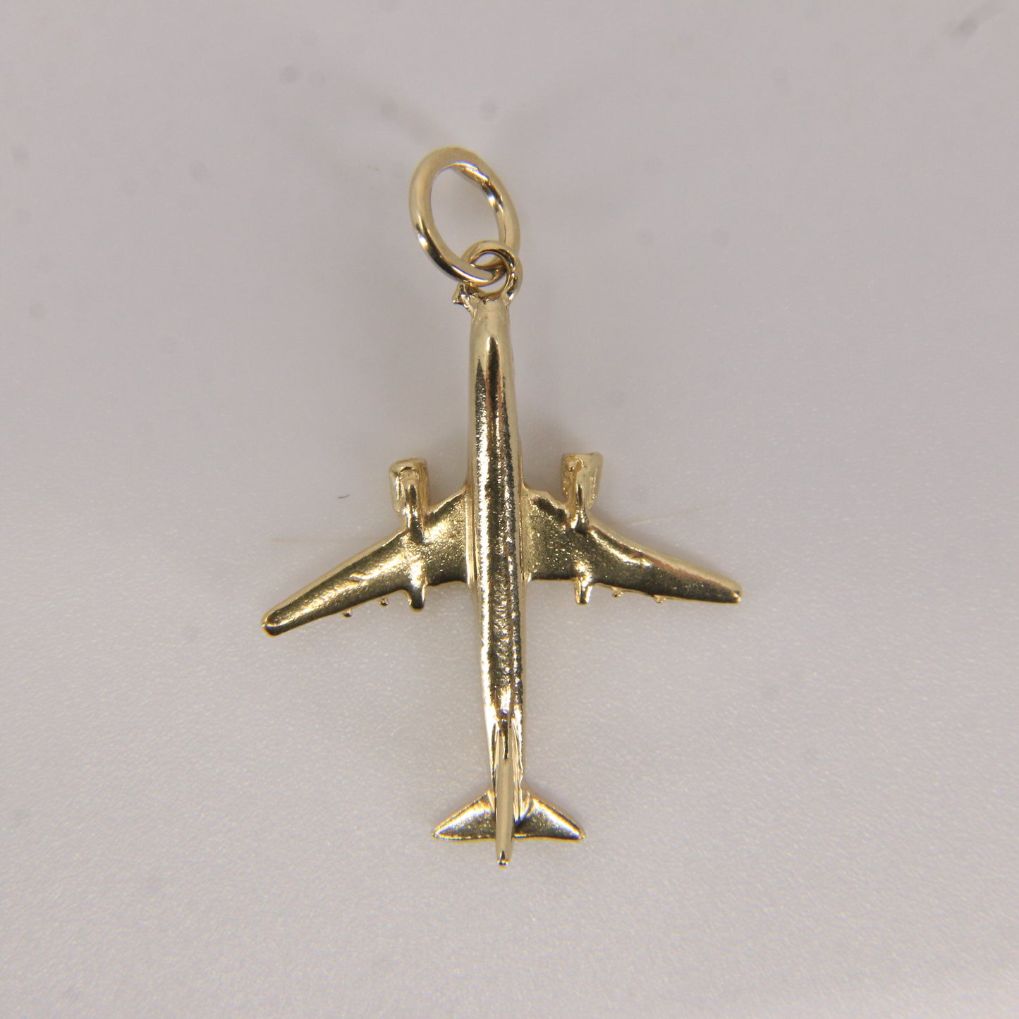 Vintage 9ct Yellow Gold Airplane Charm Pendant Travel Themed Gift Aviation