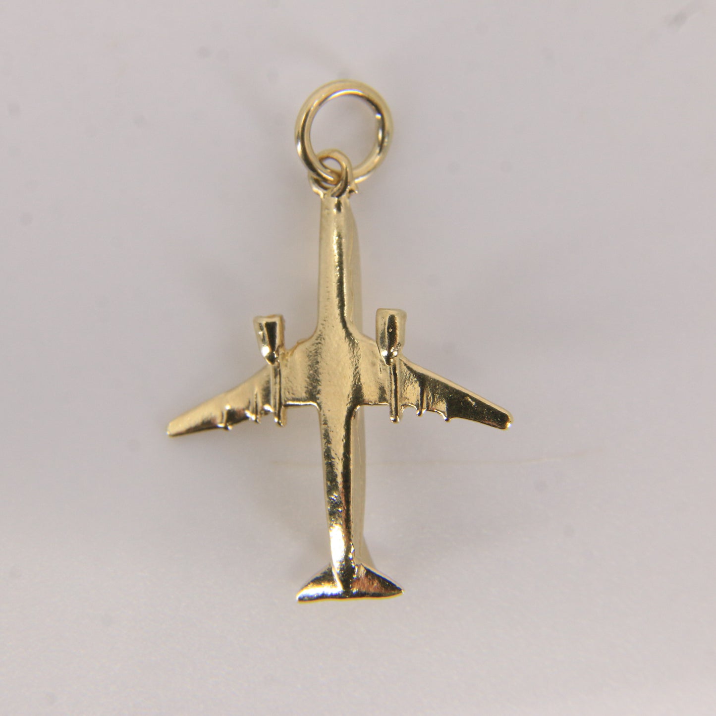 Vintage 9ct Yellow Gold Airplane Charm Pendant Travel Themed Gift Aviation