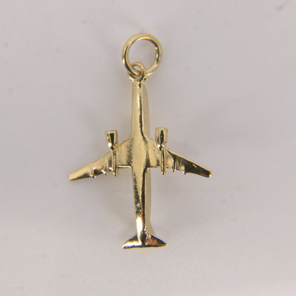 Vintage 9ct Yellow Gold Airplane Charm Pendant Travel Themed Gift Aviation