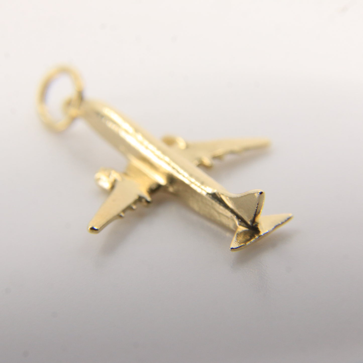 Vintage 9ct Yellow Gold Airplane Charm Pendant Travel Themed Gift Aviation