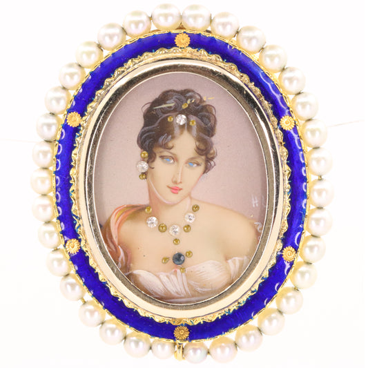 Vintage 18ct Hallmarked Gold Victorian Style Princess Portrait Pendant Brooch