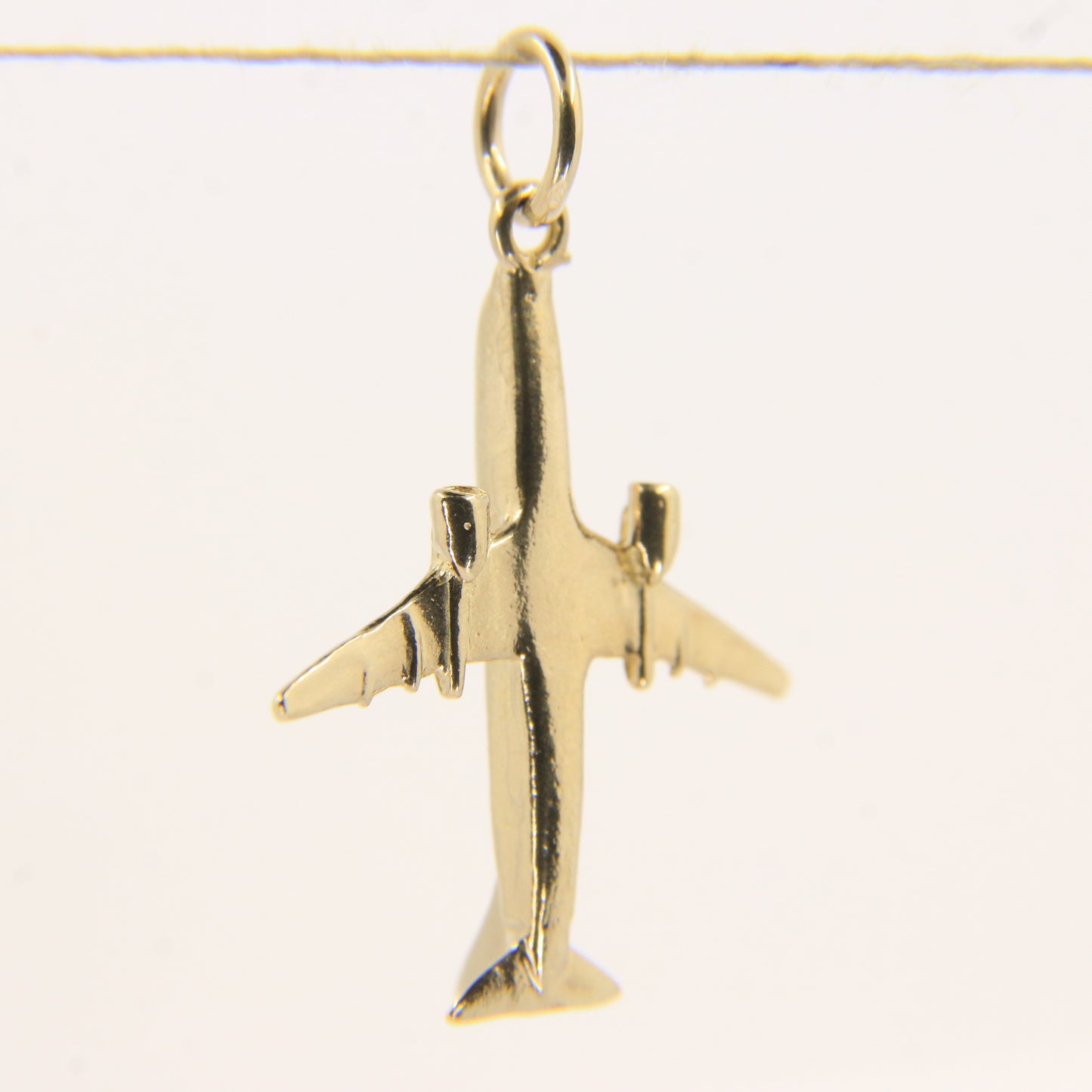 Vintage 9ct Yellow Gold Airplane Charm Pendant Travel Themed Gift Aviation