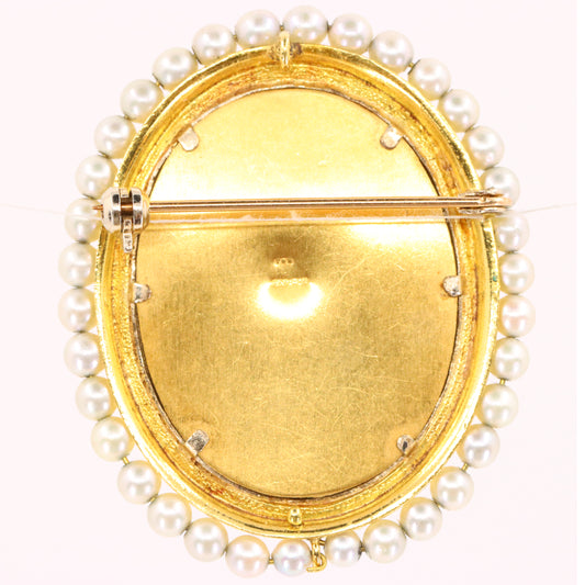 Vintage 18ct Hallmarked Gold Victorian Style Princess Portrait Pendant Brooch