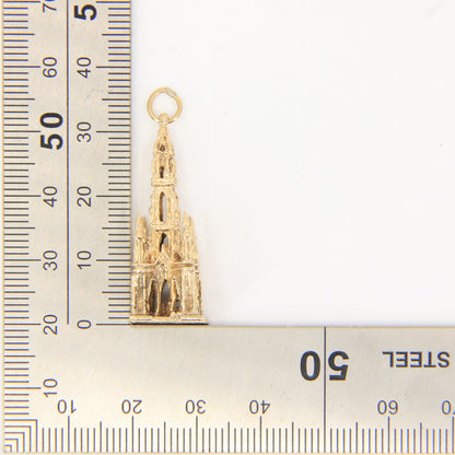 Vintage 9ct Hallmarked Gold Scott Monument Pendant Charm Edinburgh Landmark
