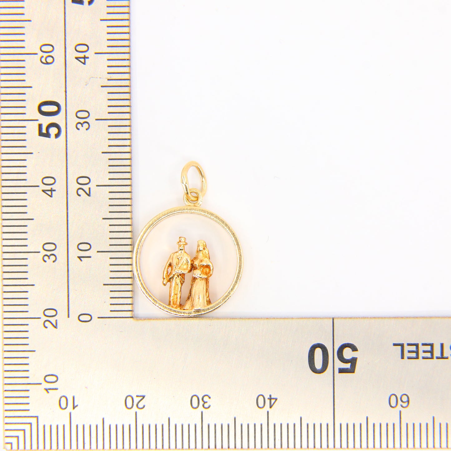 Vintage 9ct Bridegroom and Bride Wedding Charm Pendant 9 Carat Gold Hallmarked