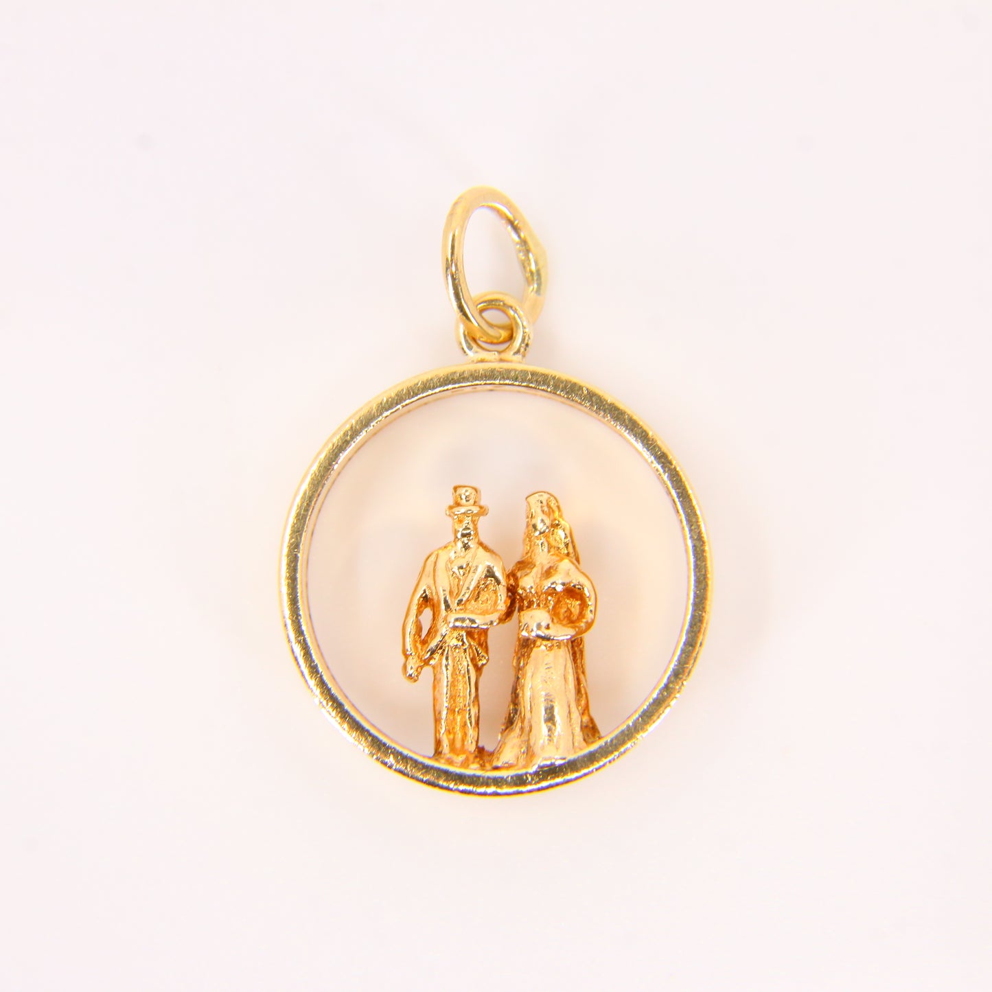 Vintage 9ct Bridegroom and Bride Wedding Charm Pendant 9 Carat Gold Hallmarked