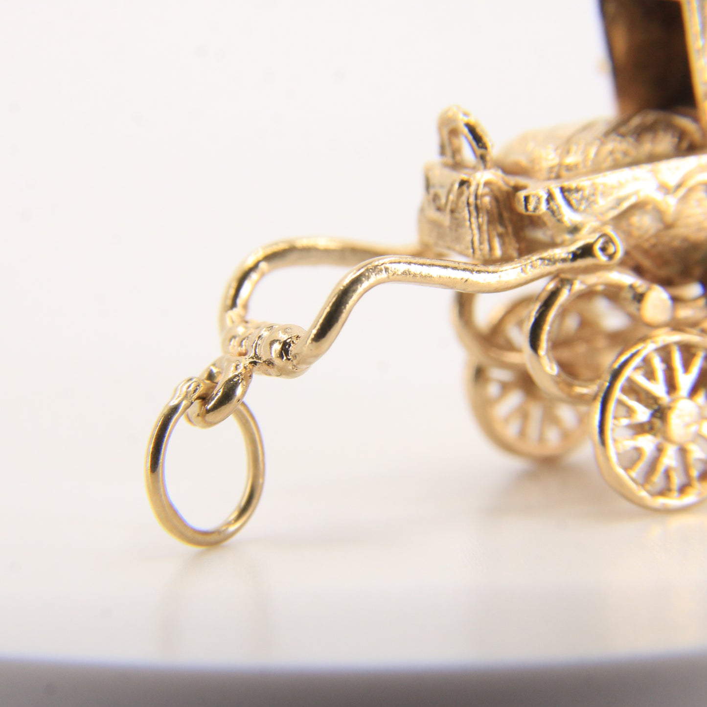 Vintage 9ct Hallmarked Gold Pram Pendant Charm Baby Carriage New Baby Gift