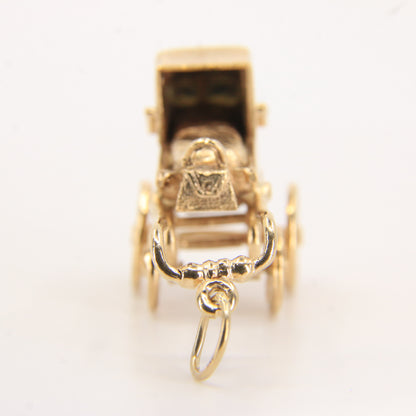 Vintage 9ct Hallmarked Gold Pram Pendant Charm Baby Carriage New Baby Gift