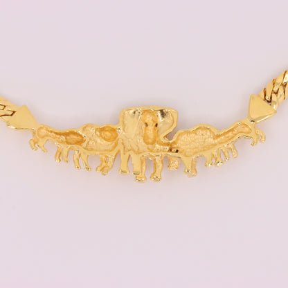 Vintage 9ct Hallmarked Yellow Gold Elephant African Wildlife 18 Inch Necklace Boxed