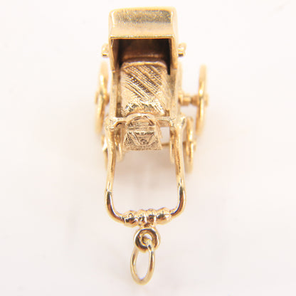 Vintage 9ct Hallmarked Gold Pram Pendant Charm Baby Carriage New Baby Gift