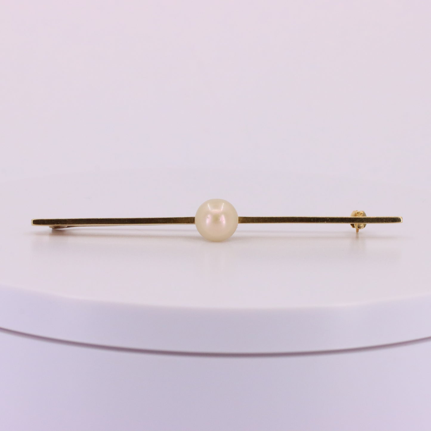 Vintage 15ct Yellow Gold Scottish Freshwater River Pearl Bar Brooch Boxed Gift