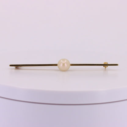 Vintage 15ct Yellow Gold Scottish Freshwater River Pearl Bar Brooch Boxed Gift