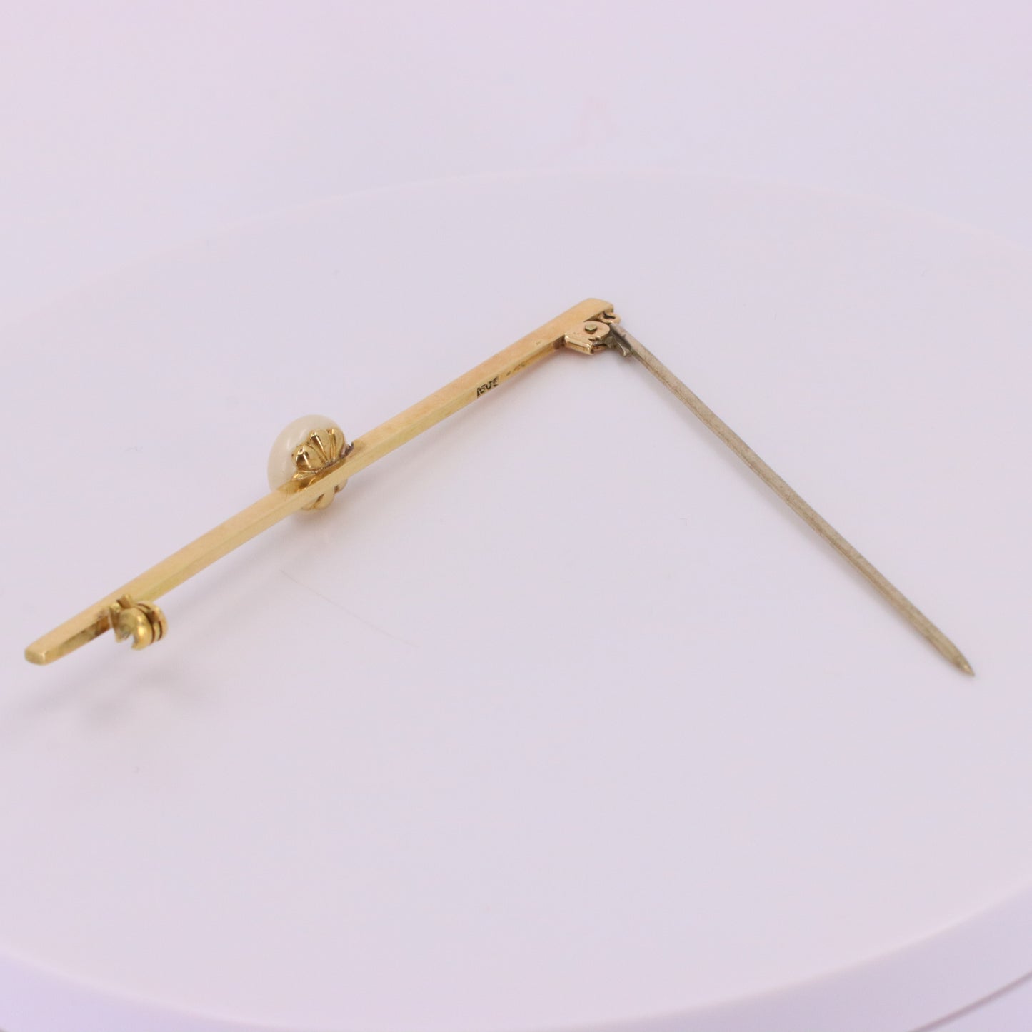 Vintage 15ct Yellow Gold Scottish Freshwater River Pearl Bar Brooch Boxed Gift