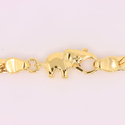 Vintage 9ct Hallmarked Yellow Gold Elephant African Wildlife 18 Inch Necklace Boxed