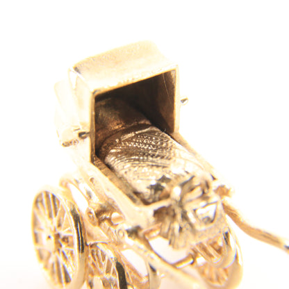 Vintage 9ct Hallmarked Gold Pram Pendant Charm Baby Carriage New Baby Gift