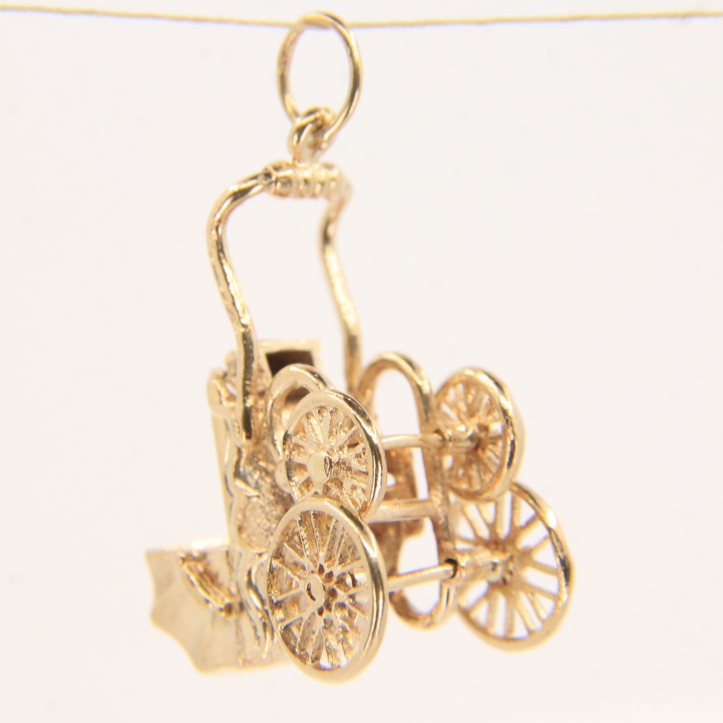 Vintage 9ct Hallmarked Gold Pram Pendant Charm Baby Carriage New Baby Gift