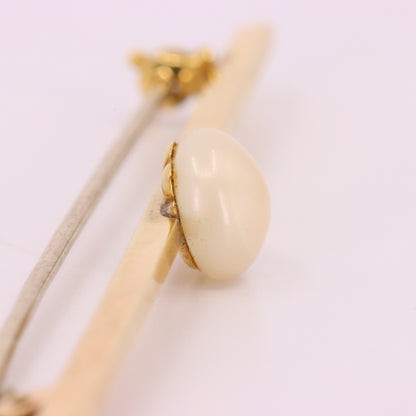 Vintage 15ct Yellow Gold Scottish Freshwater River Pearl Bar Brooch Boxed Gift