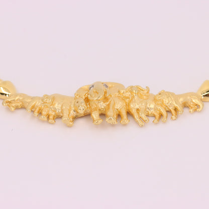 Vintage 9ct Hallmarked Yellow Gold Elephant African Wildlife 18 Inch Necklace Boxed