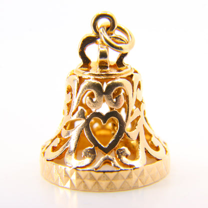 Vintage 9ct Wedding Bell Moving Charm Pendant 9 Carat Gold Love Bell Hallmarked