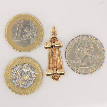 Vintage 9ct Hallmarked Gold Skateboard Charm Pendant Old School Skater Gift