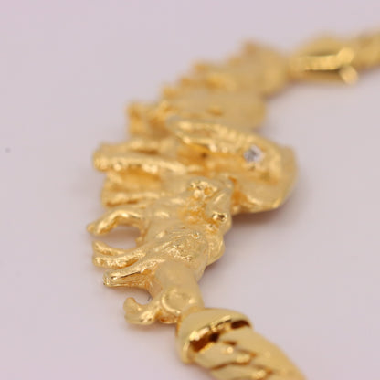 Vintage 9ct Hallmarked Yellow Gold Elephant African Wildlife 18 Inch Necklace Boxed