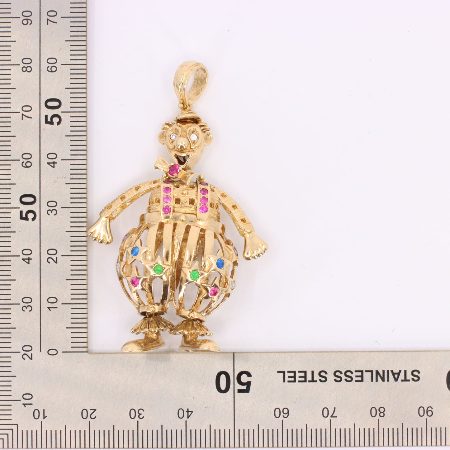 Vintage 9ct Hallmarked Yellow Gold Articulated Clown Pendant Circus Charm Gift