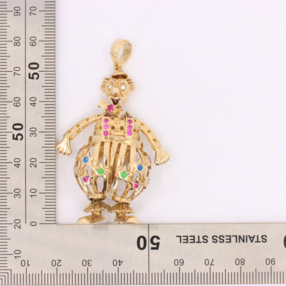 Vintage 9ct Hallmarked Yellow Gold Articulated Clown Pendant Circus Charm Gift