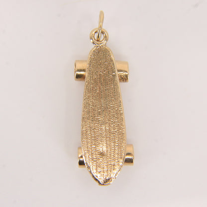 Vintage 9ct Hallmarked Gold Skateboard Charm Pendant Old School Skater Gift