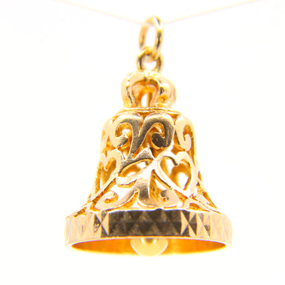 Vintage 9ct Wedding Bell Moving Charm Pendant 9 Carat Gold Love Bell Hallmarked